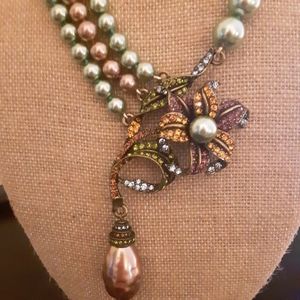 Heidi Daus Vintage Orchid & Pearl Necklace